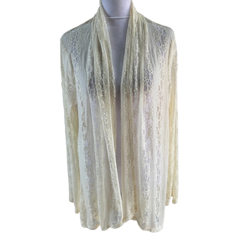 Vintage Decorated Originals Ivory Lace Cardigan Beach Cover Up 2X EUC